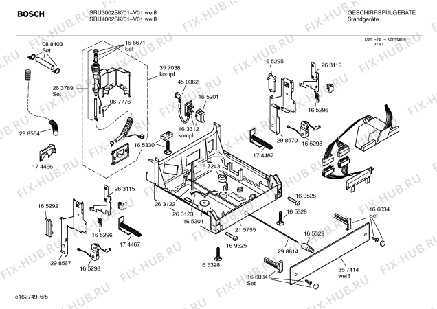 Взрыв-схема посудомоечной машины Bosch SRU3002SK - Схема узла 05