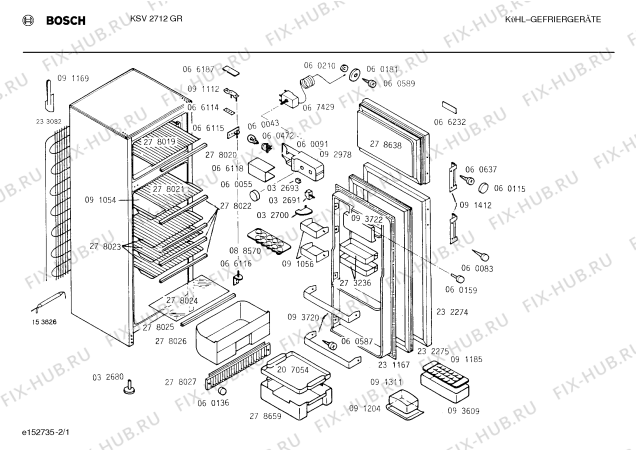 Схема №1 KS27V01EU с изображением Противень для холодильной камеры Bosch 00208234