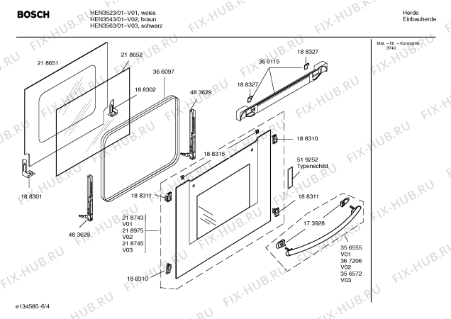 Схема №4 HEN3543 с изображением Инструкция по эксплуатации для плиты (духовки) Bosch 00581330