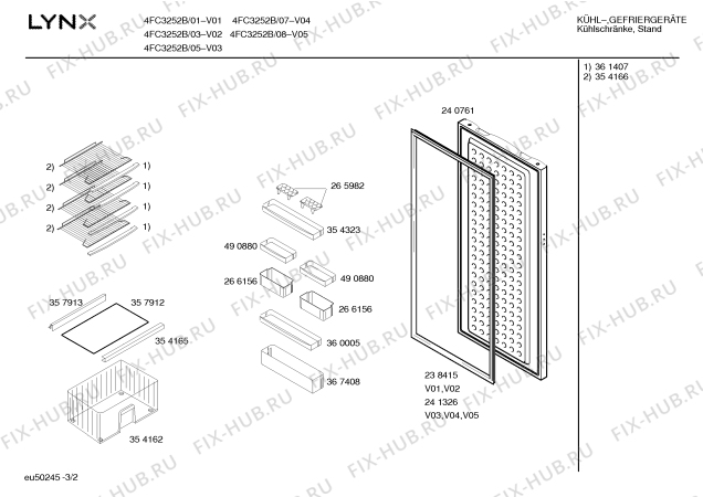 Схема №2 4FC3252B с изображением Дверь для холодильной камеры Bosch 00240761