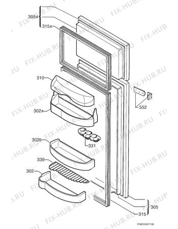 Взрыв-схема холодильника Faure FRI285W - Схема узла Door 003