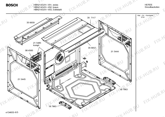 Взрыв-схема плиты (духовки) Bosch HBN212G - Схема узла 05