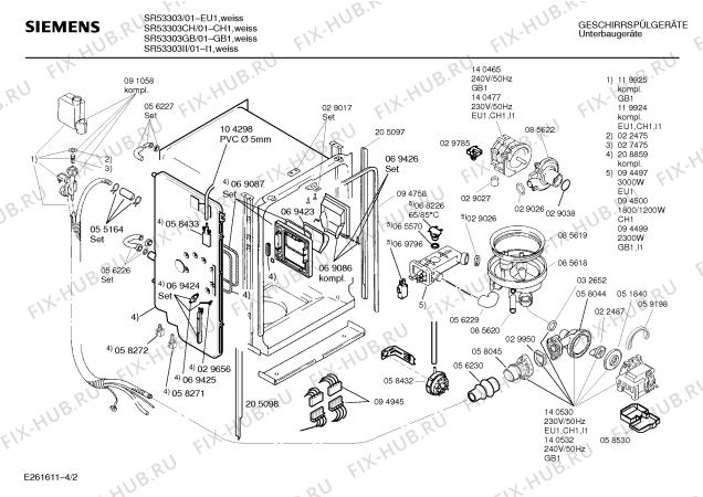 Взрыв-схема посудомоечной машины Siemens SR53303CH - Схема узла 02