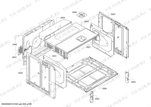 Взрыв-схема плиты (духовки) Siemens HB63AB520 - Схема узла 05