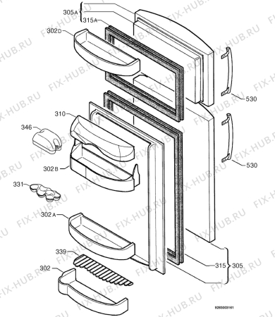 Взрыв-схема холодильника Privileg 300699_8103 - Схема узла Door 003