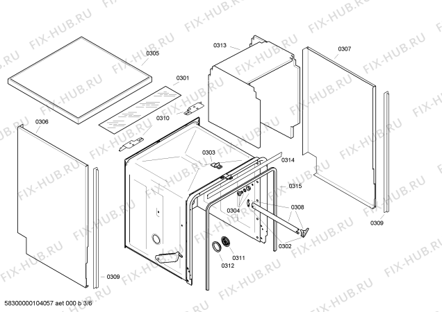 Взрыв-схема посудомоечной машины Bosch SGS53E32EU - Схема узла 03