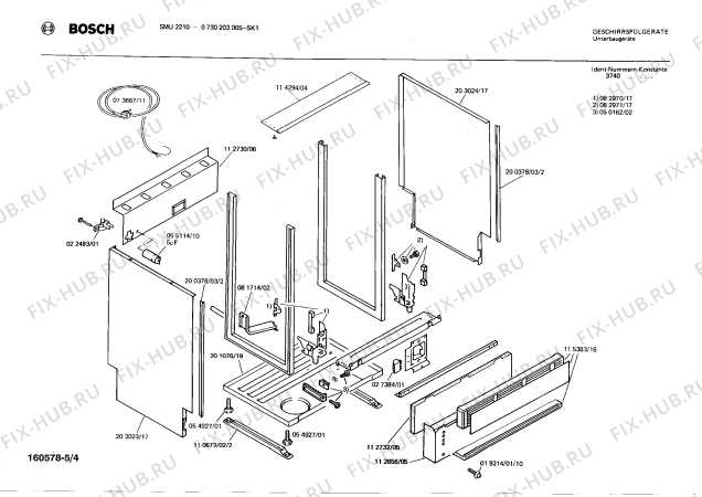 Взрыв-схема посудомоечной машины Bosch 0730203005 SMU2210 - Схема узла 04