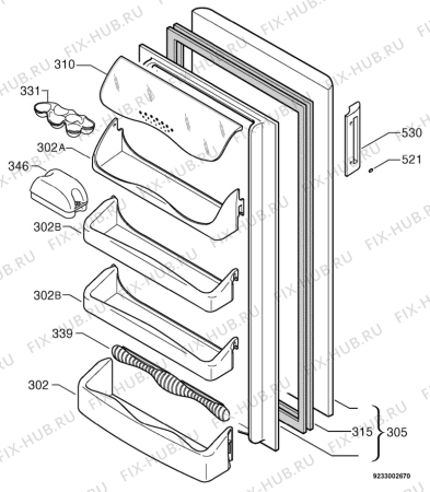 Взрыв-схема холодильника Rex RA25SF - Схема узла Door 003