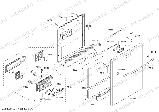 Взрыв-схема посудомоечной машины Bosch SHX68R52UC SuperSilence 44 dBA - Схема узла 02