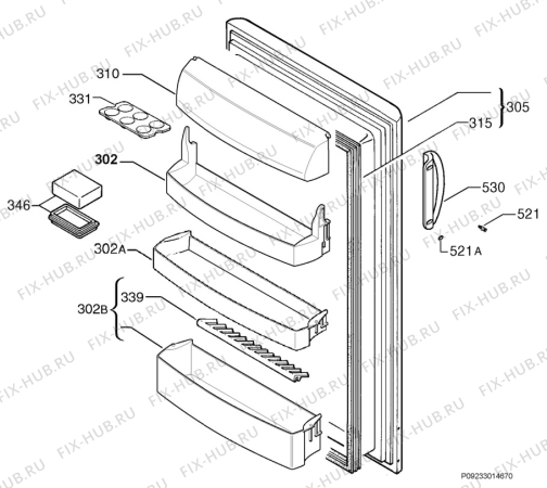 Взрыв-схема холодильника Zanussi ZRC24S - Схема узла Door 003