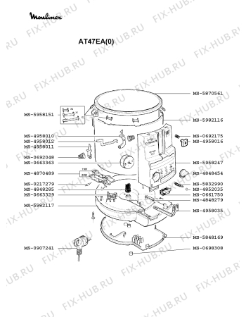 Взрыв-схема тостера (фритюрницы) Moulinex AT47EA(0) - Схема узла XP002105.7P2