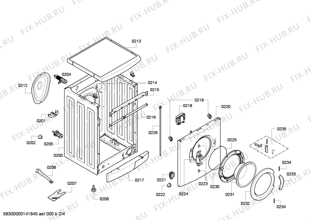 Взрыв-схема стиральной машины Bosch WAE2437FBY Maxx 7 VarioPerfect - Схема узла 02