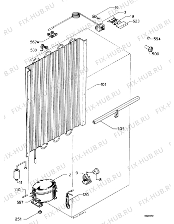 Взрыв-схема холодильника Electrolux EU1925C - Схема узла Functional parts