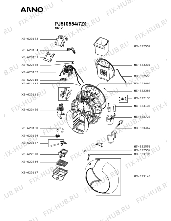 Схема №1 PJ510554/7Z1 с изображением Электропомпа для электрокофемашины Seb MS-623466