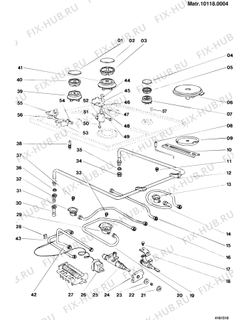 Взрыв-схема плиты (духовки) Ariston G640G6EW (F012516) - Схема узла