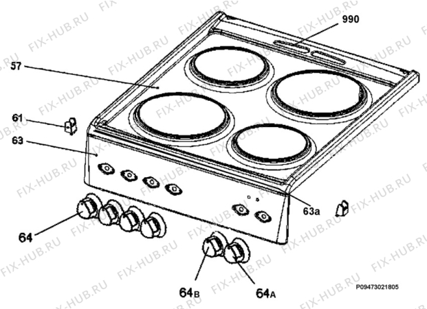 Взрыв-схема плиты (духовки) Husqvarna Electrolux QSP5410-1 - Схема узла Section 4