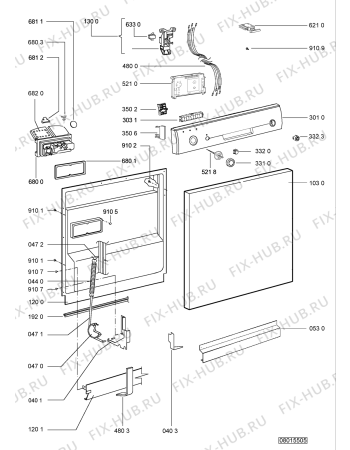 Схема №1 LPA 78/1 EG с изображением Обшивка для посудомоечной машины Whirlpool 480140101519