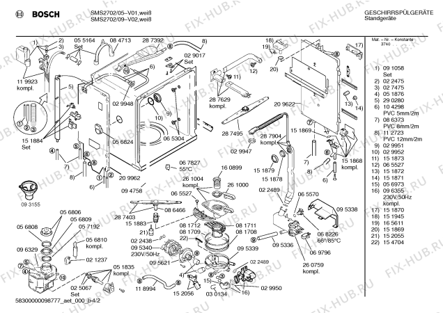 Взрыв-схема посудомоечной машины Bosch SMS2702 - Схема узла 02