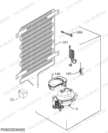 Взрыв-схема холодильника Juno JCN12210S5 - Схема узла Cooling system 017
