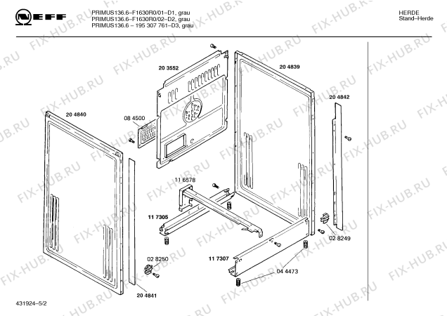 Схема №5 F1630R0 PRIMUS 136.6 с изображением Переключатель для электропечи Bosch 00032588