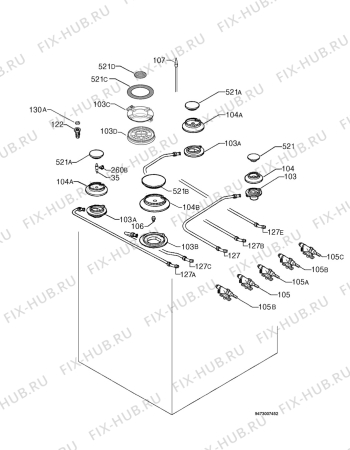 Взрыв-схема плиты (духовки) Rex FRX953MSA - Схема узла Functional parts 267