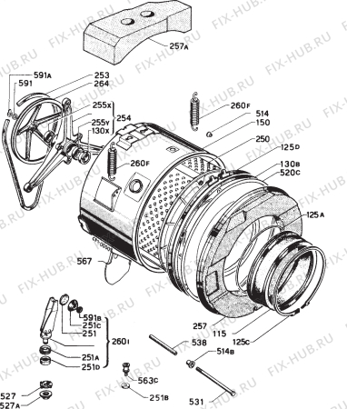 Взрыв-схема стиральной машины Privileg 034726 0 - Схема узла Functional parts 267