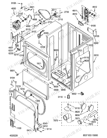 Взрыв-схема сушильной машины Whirlpool LEQ8000 (F092151) - Схема узла