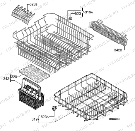 Взрыв-схема посудомоечной машины Zanussi ZDI311X - Схема узла Basket 160