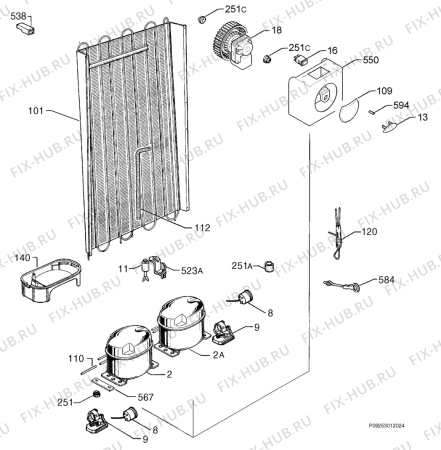 Взрыв-схема холодильника Rex Electrolux RC200B - Схема узла Cooling system 017