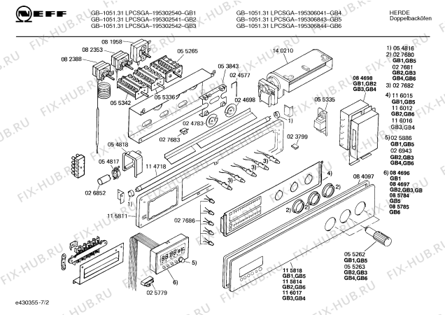 Взрыв-схема плиты (духовки) Neff 195302541 GB-1051.31LPCSGA - Схема узла 02
