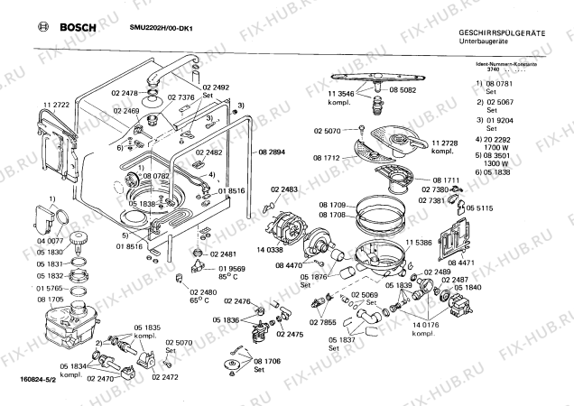 Взрыв-схема посудомоечной машины Bosch SMU2202H - Схема узла 02