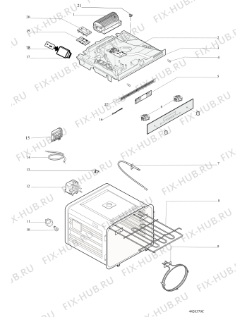 Взрыв-схема плиты (духовки) Ariston OK897ELCXAUSS (F080872) - Схема узла