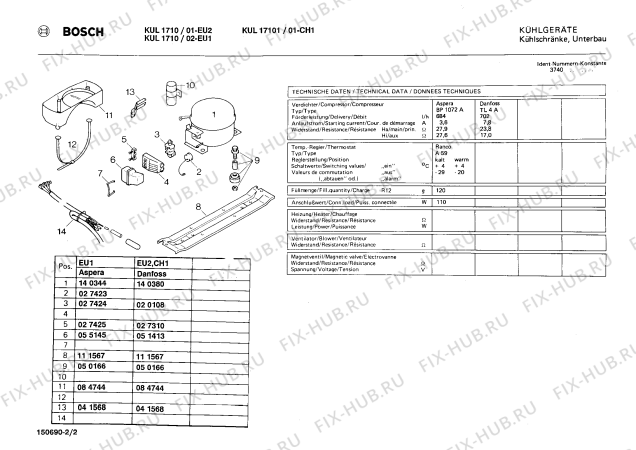 Взрыв-схема холодильника Bosch KUL1710 - Схема узла 02