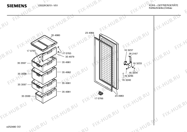 Взрыв-схема холодильника Siemens GS22K30 - Схема узла 02