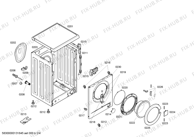 Взрыв-схема стиральной машины Bosch WAE16000IT - Схема узла 02