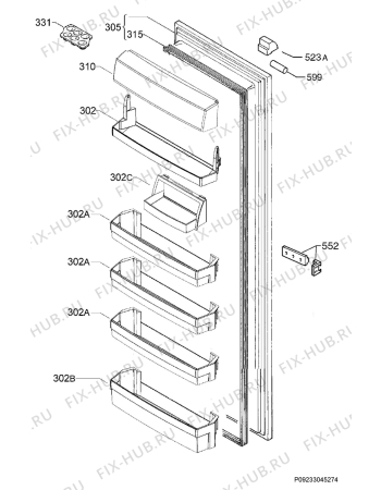 Взрыв-схема холодильника Aeg SFE81821DS - Схема узла Door 003