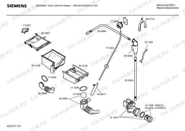 Схема №4 WXLM1240FN SIEMENS SIWAMAT XLM 1240 AA Klasse с изображением Инструкция по установке и эксплуатации для стиралки Siemens 00581533