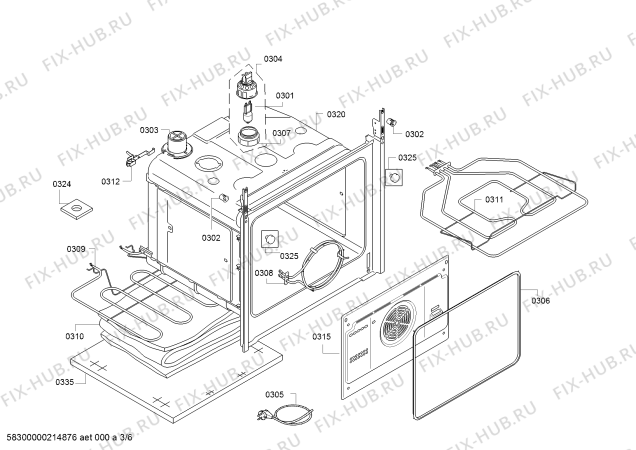 Взрыв-схема плиты (духовки) Bosch HBJ354AS0Q - Схема узла 03