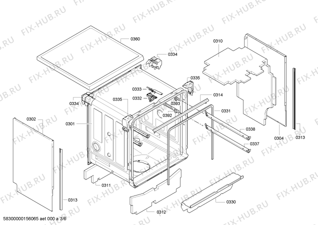 Взрыв-схема посудомоечной машины Siemens SN26M895GC Extraklasse made in Germany - Схема узла 03