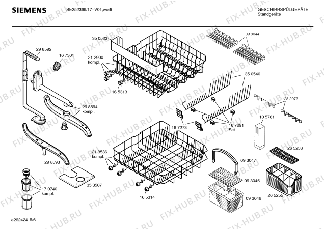 Взрыв-схема посудомоечной машины Siemens SE25236II - Схема узла 06