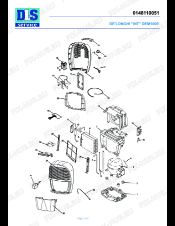 Схема №1 DEM 100E с изображением Блок управления для электроувлажнителя воздуха DELONGHI NE1379