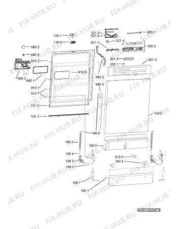 Схема №2 GSU 5545 с изображением Блок управления для посудомоечной машины Whirlpool 481010699116