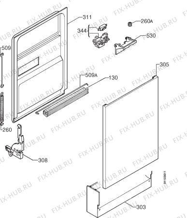 Взрыв-схема посудомоечной машины Zanussi DW474 - Схема узла Door 003