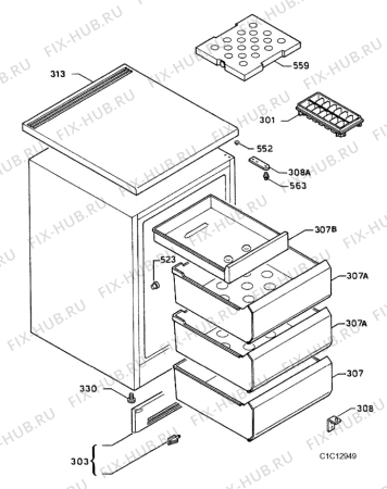 Взрыв-схема холодильника Arthurmartinelux A1153GS - Схема узла C10 Cabinet/Interior