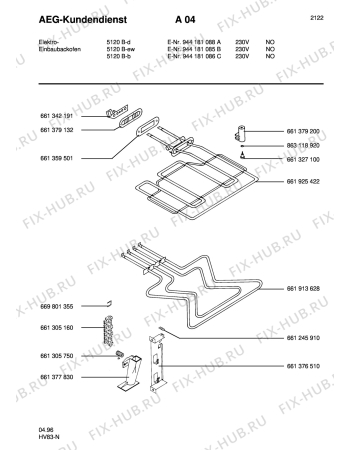 Взрыв-схема плиты (духовки) Aeg 5120B-B NSF - Схема узла Section3