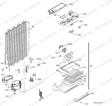 Взрыв-схема холодильника Aeg Electrolux A52500GNW0 - Схема узла Cooling system 017