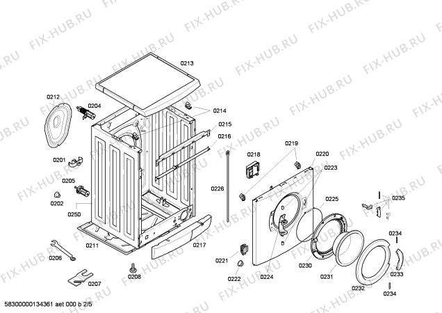 Взрыв-схема стиральной машины Bosch WAE24442OE Maxx 7 - Схема узла 02