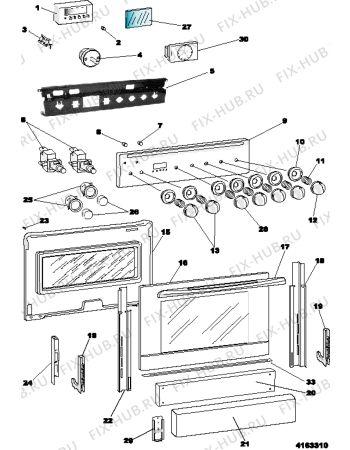 Взрыв-схема плиты (духовки) Ariston C659BXAG1 (F022523) - Схема узла