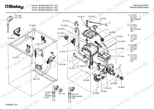 Схема №4 WV22800BY SIWAMAT 2280 с изображением Шланг в системе подачи для стиральной машины Bosch 00088665