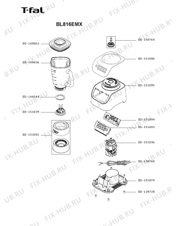 Схема №1 BL816EMX с изображением Крышка для электроблендера Seb SS-151096